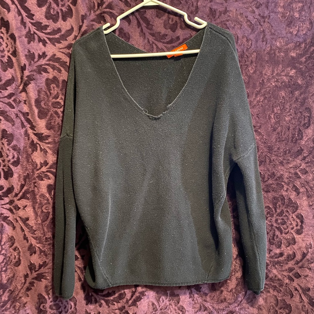 Joe Fresh Women's Charcoal V-Neck Sweater